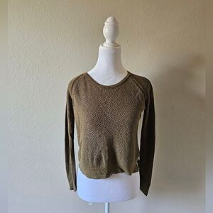 Rag & Bone Army Green Long Sleeve See Through Kint Sweater Top XS